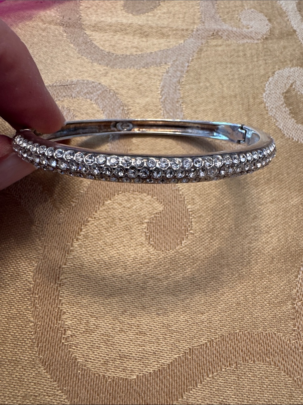 Premier Designs Silver Crystal Pavé Bangle Bracelet